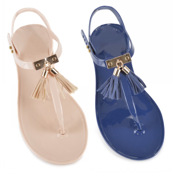 Ladies Summer Slip On Lightweight Elasticated Floral Wedge Sandals -  Absolute Footwear